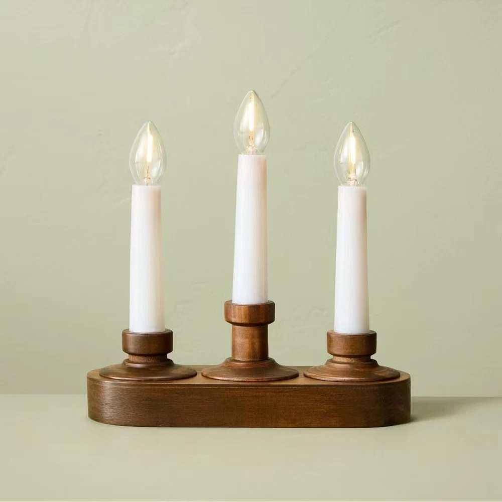 Hearth & and Hand with Magnolia Wooden LED Window Candelabra Christmas 2025 NEW